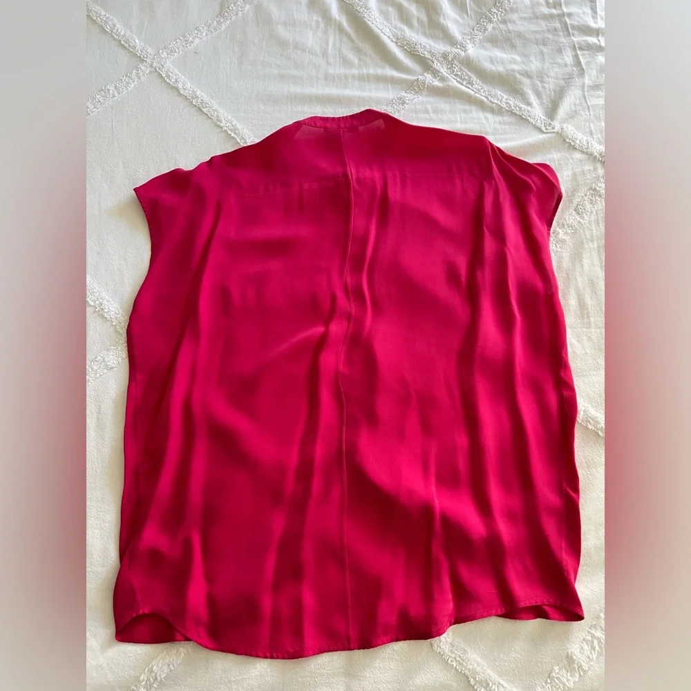 Vince Pink Sleeveless Boxy Blouse with Mandarin Collar - Picture 4 of 4